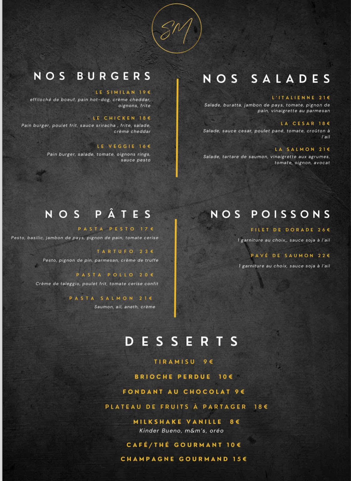 Carte du restaurant Le Similan